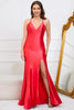 Load image into Gallery viewer, Mermaid Backless Red Long Formal Dress with Slit