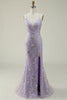 Load image into Gallery viewer, Sparkly Mermaid V-Neck Sequins Purple Long Formal Dress with Slit