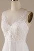 Load image into Gallery viewer, Ivory V-Neck Tulle Sweep Train Wedding Dress with Lace